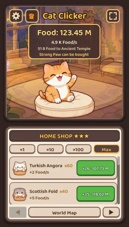 Cat Clicker on a phone screen
